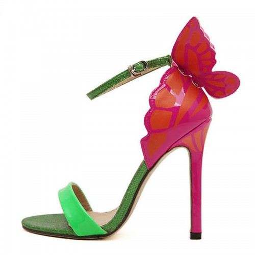 Green Butterfly Inspired Ankle Strap Heels